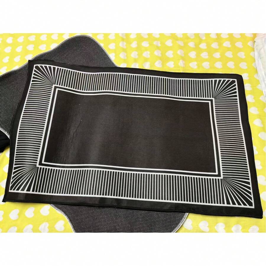 1pc Minimalist Style Bedroom Decor Carpet, Bathroom Anti-Slip Rectangular Rug, High GSM Plush Crystal Velvet Carpet Mat, Soft & Washable Entryway Doormat, 50x80cm