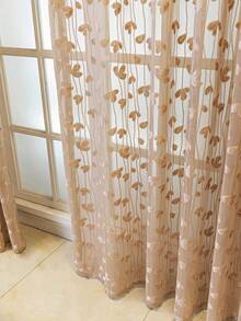 1 tấm rèm vải voan họa tiết hoa anh đào phong cách Châu Âu cho phòng khách, phòng ngủ, ban công, phòng ăn, rèm ngăn cách dày dặn trong suốt, rèm vải Jacquard màu xám phong cách Châu Âu đơn giản, trang trí nhà cửa - Cà phê nâu - Xem 3