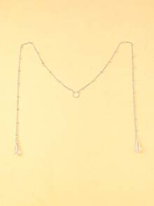 Feather Face Chain With Beads & Tassels, Unique Design, Fashionable Accessory For Women, Suitable For Halloween And Street Style