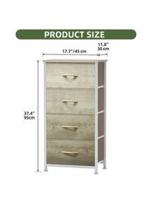 Metal Frame & MDF Wood 4-Drawer Fabric Dresser (17.7"L X 11.8"W X 37.4"H) - Foldable Storage Organizer, Spacious Drawers, Wall-Anchored Safety, Modern Style Oak Greige - Ideal For Bedroom, Living Room, Hallway, Dorm, Entryway, Closet - Xám - Xem 5