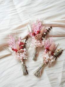 1/2/3/4/6/8/10/12/20pcs Mini Dried Flower Bouquet, Suitable For Home Tabletop Centerpiece, Party Cake Decor, Groomsman Boutonniere, Boho Style Gentleman Wedding Party Reception Decor, Gift For Bride-To-Be Party,Fall Decor,Autumn