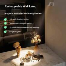1 pieza Foco recargable con control remoto, luz de ambiente para fotografía de pared, sin cableado, sin perforación, sin instalación, luz inalámbrica de pared para decoración del hogar, luz de pared LED con control táctil