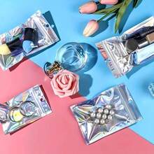 50/100个全息可重复密封包装袋,可爱彩色塑料防臭拉链铝箔袋,全息袋,食品储存袋,珠宝袋,适用于小型企业 - 全息 - 查看 6