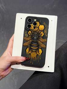 Fashionable, Popular, Personalized, Golden Bee & Honeycomb Pattern Design Theme Luxury Shockproof Aesthetic Cute Phone Case,Lens Protrusion Protection , Compatible With For IPhone 16/16Plus/16Pro/16ProMax, 15,14, 13, 12, 11 Series And Compatible With For Galaxy S/A Series, Gift For Easter Day, Christmas Halloween Decoration/Gift For Birthday, Girlfriend, Boyfriend, Friend Or Yourself. - 黑色 - 查看 4