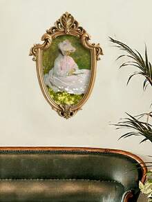 1pc European Classical Style Gold Patterned Asymmetrical Mirror Decoration Photo Frames, Can Be Hung Or Placed On Table As Home Wall Or Vanity Mirror Decoration Best Gifts Birthday Graduation