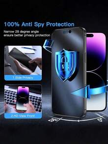 适用于 17/16 Pro Max/16 Pro/16/16E 及更早机型（11-15/X 系列）的 2 片装陶瓷磨砂隐私屏幕保护膜 - 25° 防窥屏 + 兼容手机壳，全覆盖，陶瓷般光滑，防眩光，包含清洁工具套装（9H 防刮擦 | 防指纹涂层）。日常、办公和居家使用的理想屏幕保护。防水、防震、防摔、防刮擦。 - 黑色 - 查看 2