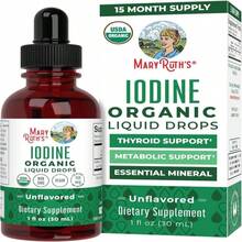 MaryRuth Organics Iodine Liquid Drops | Potassium Iodide | 1 Year Supply | 450 Servings | Thyroid Health | USDA Organic| Vegan | Non-GMO | Gluten Free | 1 Fl Oz - White - View 1
