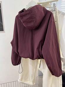 Chaqueta de invierno para mujer de Vera Lane, estilo coreano, casual, holgada, retro, versátil, para calle, deportes al aire libre, fitness, de unicolor, con capucha, de manga larga, de estilo funcional, ropa de vuelta al colegio, ropa de calle, estilo "old money", atuendo para el aeropuerto, ropa vintage, ropa de playa con protección solar para mujeres