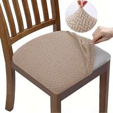 6 Pcs Chair Seat Cushion Covers, Stretch Dust & Stain Resistant Protective Covers, Jacquard Geometric Chair Seat Cover, Modern Chair Cushion Cover Bedroom Dining Chair Covers, Brushed Jacquard Chair Covers, Detachable And Washable Furniture Protective Covers