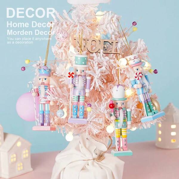 4PCS Macaron Nutcracker Decoration Wooden Christmas Ornament Christmas Tree Hanging Decoration Christmas Decoration Pendant Christmas Pendant Suitable For Christmas Tree Christmas Party Decoration, Celebration, Photography Props, Valentine's Day, Mother's Day, Thanksgiving, Christmas Scene, Perfect Holiday Gifts, Seasonal Decorations, Merry Christmas Home Decor Christmas Decorations Room Decor Winter