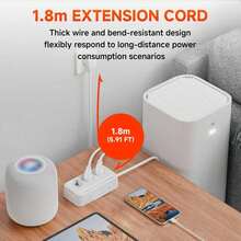 1pc Vertical Compact Schuko Power Strip, 3 German Standard Outlets, 2500W HighPower Extension Cord With One-Touch Switch, Space Saving Desktop Socket ForHome Office - EU E Type Plug(220-240V) - View 6