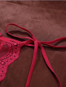 6 pezzi/confezione Mutandine in pizzo multicolore, biancheria intima da donna sexy con fiocco, perizoma in pizzo trasparente a vita bassa senza cuciture