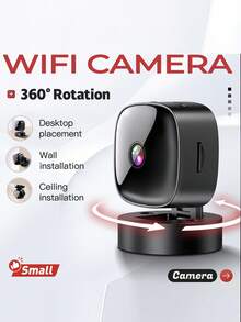 Camera WIFI mini cầm tay độ nét cao 1080P nhìn đêm, có thể điều chỉnh 360°, thích hợp để bàn, treo tường, lắp đặt trên trần nhà, báo động phát hiện di động, hỗ trợ thẻ TF và lưu trữ đám mây, thích hợp cho phòng ngủ gia đình, hành lang, cũi trẻ em, văn phòng - màu đen - Xem 2