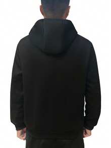 2pcs Men's Thermal Lined Hooded Jacket & Pants Set, Warm Sportswear For Vacation, Outdoor, Hiking, Cycling, Fitness, Running - Black - View 10