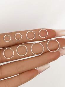 Silver No Clasp Hoop Earrings | Cartilage Small Hoop Earrings Set For Women Men Girls | Hypoallergenic 925 Sterling Silver Tragus Earrings Nose Lip Rings | Huggie Earrings Jewelry For Party Birthday Gift With Beautiful Gift Box | 4 Size Options(Diameter-6mm/8mm/10mm/12mm) | Not Suitable For Pierced Ears That Have Not Yet Healed