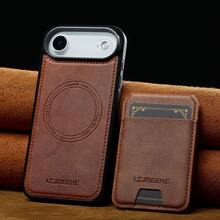 OUKNOEO 可拆卸磁吸无线充电仿皮手机壳，兼容 17 Air 16e 15 14 13 Pro Max S26 S25 Edge S24 Ultra Plus A37 A57 Pixel 10 9 8 7，带卡盒，3 个卡槽，防盗刷卡包