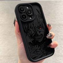 Fundas para iPhone 17,16, 15, 14, 13, 12, 11 Pro Max Mini XR XS X 7 8 Plus -  Anime Temática Antigolpes y Suave TPU con Diseño de Miedo Caliente - Negro - Ver 7