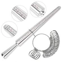 Ring Sizer Measuring Tool Kit, Ring Mandrel Measurer, 27 PCS Premium Steel Measuring Ring Tool, US Ring Size 0-13, 2 PCS Reusable Finger Size 1-17 USA Rings Size With Magnified Glass
