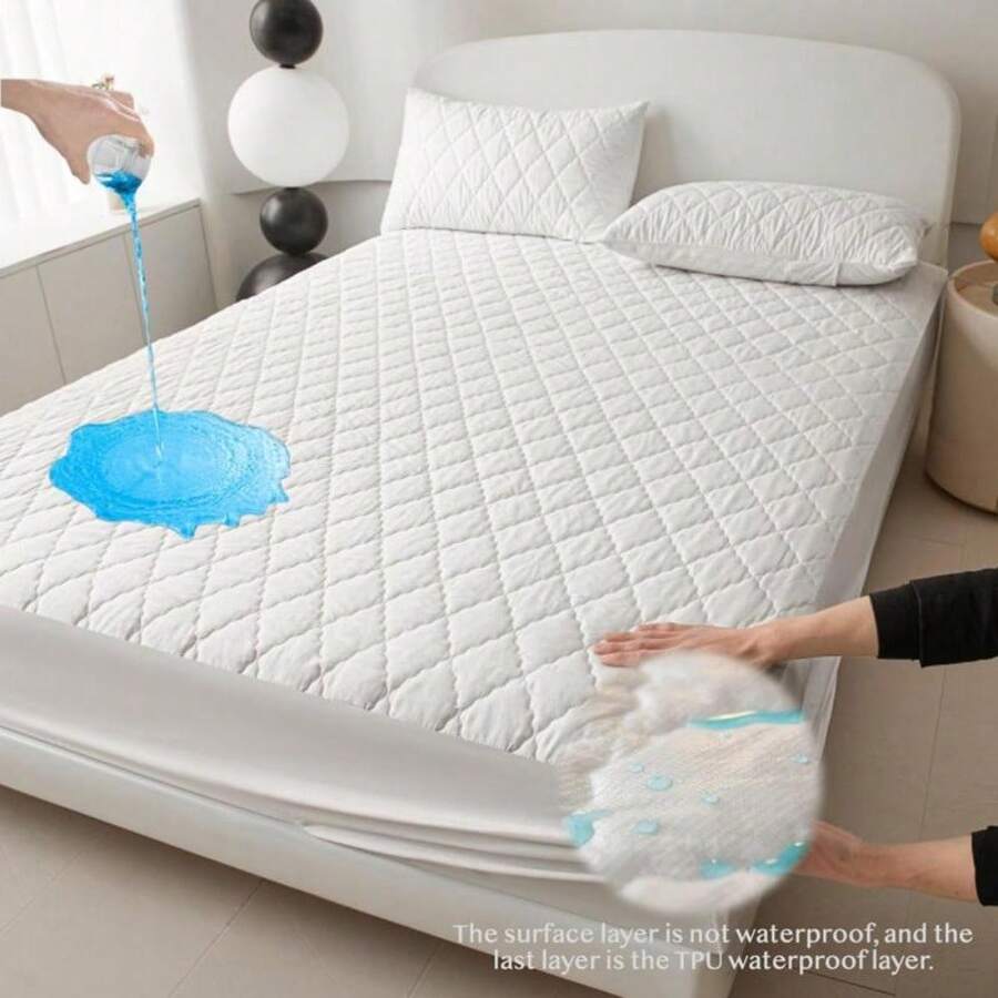 3-Piece Waterproof Bedding Set - Fitted Sheet + 2 Pillowcases - Reversible Comfortable - 白色 - 查看 1