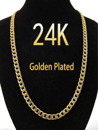 8mm 18K Gold Plated Unisex Hip Hop Chain Necklace, Men's Fashionable Stainless Steel Chain Jewelry Necklace, Daily Decoration Punk Hip Hop Style Cowboy Wide Chain And Four-Sided Steel Style Street Men Necklace, Hoop Necklace Set New, Daily Decoration For Punk Hip Hop Style, Christmas, Valentine's Day Gift, Party Jewelry Set