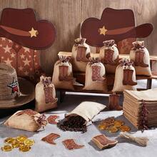 10pcs Western Cowboy Style Linen Bags Set - With Decorative Tags And Jute Ropes, Ideal For Party Decor, Holiday Decorations, Candy Packaging, Jewelry Storage, Small Gift Wrapping, Accessory Organization, And Party Supplies - Multicolor - View 5