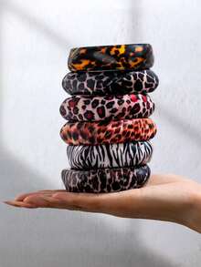 1 Vòng tay nhựa họa tiết động vật mùa thu đông - Vòng tay họa tiết da báo ngựa vằn - Trang sức vòng tay họa tiết động vật cho tiệc tùng ngày lễ - Nhiều màu - Xem 16