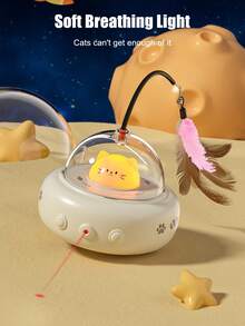 1 pieza Nuevo juguete inteligente para gatos, juguete de persona perezosa para gatos con plumas, rotación automática de 360°, sin ángulo muerto, material duradero, estimula la diversión de persecución de los gatos - Multicolor - Ver 6