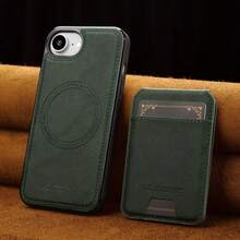 OUKNOEO 可拆卸磁吸无线充电仿皮手机壳，兼容 17 Air 16e 15 14 13 Pro Max S26 S25 Edge S24 Ultra Plus A37 A57 Pixel 10 9 8 7，带卡盒，3 个卡槽，防盗刷卡包 - 綠色 - 查看 69