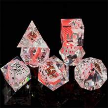 7 Stücke Poker Würfel Set, Harz Würfel Set geeignet für Rollenspiele, Würfel Set mit Spielkarten, kreative Würfel