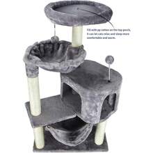 Cat Tree With Cat Condo And Big Hammock Grey - Grey - View 4