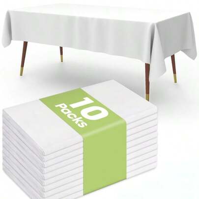 10 st. engångsdukar i PVC för fester, ej tyg, vit färg, passar 274*137 cm bord, lämplig för födelsedagar, desserter, familjesammankomster, ren vit duk för festdekorationer