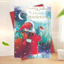 Charming Christmas Card With Envelope (11cm*16cm) - Perfect For Friends, Family & Special Occasions - High-Quality, Creative Holiday Greeting For Grandson