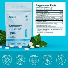 Neuro Memory &Amp; Focus Gum (90 Pieces) - Decaf &Amp; Sugar Free With American Ginseng, L Theanine, Vitamin B12 &Amp; Vitamin B6 For Mental Alertness - Brain Supplements For Memory And Focus - Peppermint Flavor - Flavor NameA - 查看 3