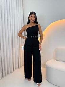 Women's Luxury Elegant Business Suit Set Work Party Chic Set With Belt Promotions - Black - View 1