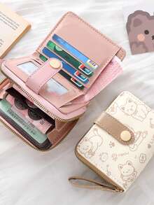Short Women's Wallet Simple Cute Kitten Pattern Coin Purse Multi-Functional Card Holder With Multiple Card Slots Money Bag For Women Money Wallet Mini Wallet Purse Wallet Fall Autumn Cute Wallet Small Wallet Wristlet Wallet