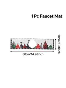 1Pc Christmas Sink Faucet Absorbent Pad,Merry Christmas Dish Drying Mat Including Snowflake,Red White Floral,Gingerbread Man And Christmas Tree Style,10*38/14*60cm Durable And Absorbent Sink Surround Cover,Bathroom And Kitchen Faucet Mat,Christmas Decorations For Home,Xmas Party Decor,Christmas Party Favors,Winter Decorations,Ideal Christmas Decoration Gift,Countertop Protector, Kitchen Sink Mat,Washbasin Protector - Multicolor - View 16