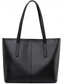 Bolsas de Tote para Mujer, Gran Capacidad PU Ocio Imitación De Cuero Bolso Con Cremallera, Crossbody Bolsos para Mujeres,Adecuado para el trabajo, citas, viajes, compras - Negro - Ver 2