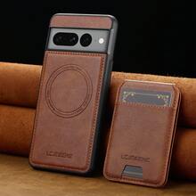 OUKNOEO 可拆卸磁吸无线充电仿皮手机壳，兼容 17 Air 16e 15 14 13 Pro Max S26 S25 Edge S24 Ultra Plus A37 A57 Pixel 10 9 8 7，带卡盒，3 个卡槽，防盗刷卡包