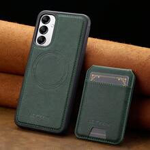 OUKNOEO 可拆卸磁吸无线充电仿皮手机壳，兼容 17 Air 16e 15 14 13 Pro Max S26 S25 Edge S24 Ultra Plus A37 A57 Pixel 10 9 8 7，带卡盒，3 个卡槽，防盗刷卡包 - 綠色 - 查看 22