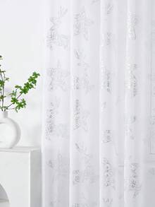 1 Piece Of Christmas Five-Pointed Star Reindeer Silver Foil Craft Christmas Festival Party, Bedroom Living Room Banquet Light-Transmitting Beautiful Window Curtain