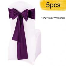 5 件缎面椅子饰带 7x108 英寸适用于婚礼派对宴会仪式餐厅活动派对婚礼装饰缎面椅子蝴蝶结、圣诞节装饰万圣节装饰（多种颜色可选） - 多色18*275cm(5pcs) - 查看 16