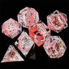 7 Stücke Poker Würfel Set, Harz Würfel Set geeignet für Rollenspiele, Würfel Set mit Spielkarten, kreative Würfel