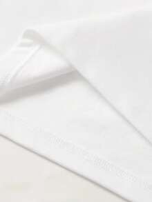 Summer Women's Short Sleeve Printed T-Shirt, Pure 220g Heavyweight Printed T-Shirt, Women's Fashion  Outfit; Double Needle Collar, Reinforced Shoulder Stitching, High-Quality Pure T-Shirt - White - View 6