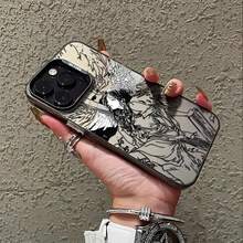 Funda de Teléfono Ángel de Arte Negro para Modelos de  16, 15, 14, 13, 12, 11 Pro Max, X, XR, XS Max, 8 y 16 Plus con Cubierta Trasera Mate 4C0C - Colores mixtos - Ver 5