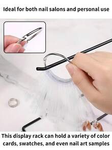 Black & White Metal Nail Polish Display Fan Rack, Nail Art Sample Card Storage Holder, Nail Polish Organizer, Nail Design Display Shelf, Nail Art Tools