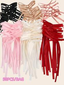 50/5 piezas Lazos de cinta con flores para empaquetar regalos, decoración de pasteles, accesorios de costura hechos a mano, accesorios de joyería y pelo DIY - Multicolor - Ver 1