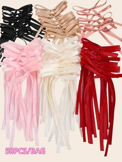 50/5 piezas Lazos de cinta con flores para empaquetar regalos, decoración de pasteles, accesorios de costura hechos a mano, accesorios de joyería y pelo DIY