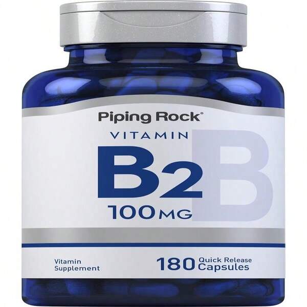 Piping Rock Vitamina B2 100mg | 180 Cápsulas | Riboflavina | Suplemento vegetariano, sin OGM, sin gluten