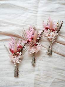 1/2/3/4/6/8/10/12/20pcs Mini Dried Flower Bouquet, Suitable For Home Tabletop Centerpiece, Party Cake Decor, Groomsman Boutonniere, Boho Style Gentleman Wedding Party Reception Decor, Gift For Bride-To-Be Party,Fall Decor,Autumn