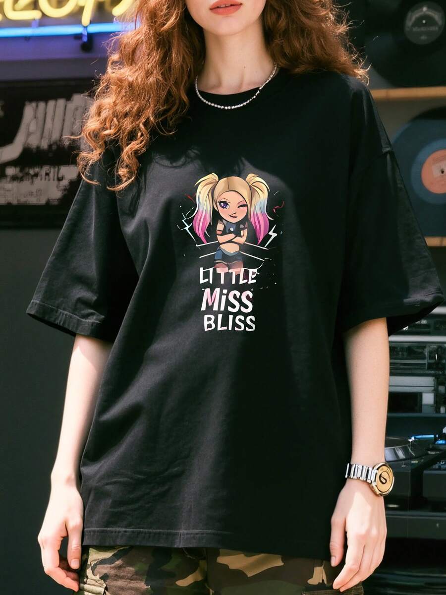 Alexa Bliss Shirt, Little Miss Bliss, Wrestling Fan Tee, WWE Women's Superstar - 黑色 - 查看 1